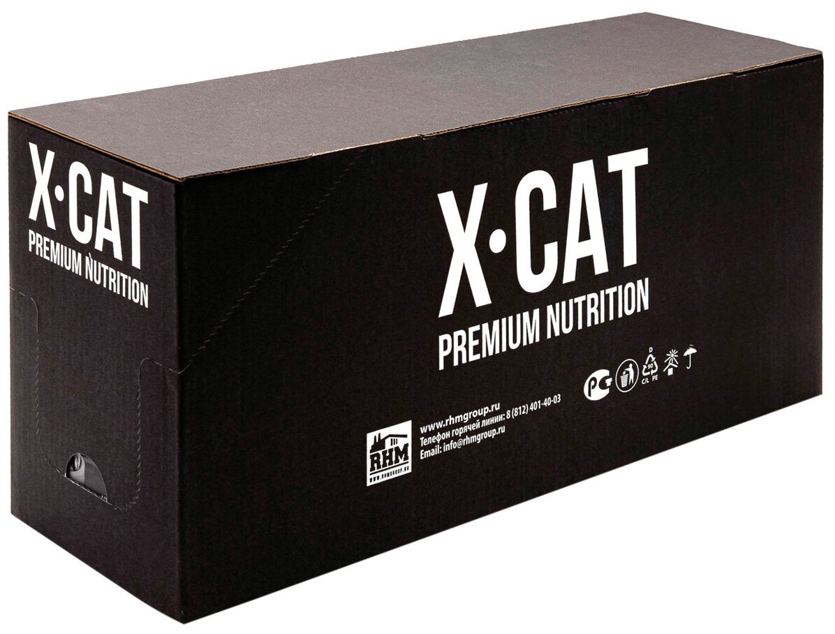 X-CAT паучи с Лососем в соусе для Стерилизованных кошек, корм консервированный, 24шт по 85г - фотография № 1