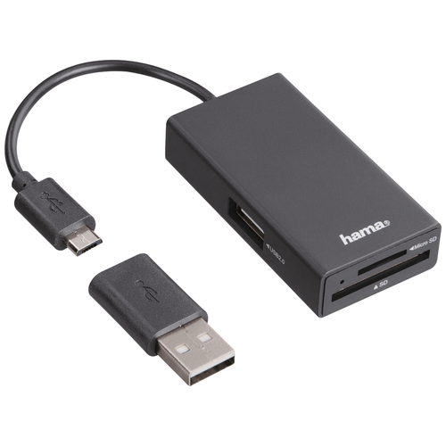 USB-концентратор HAMA OTG Hub (00054141), разъемов: 1, черный otg adapter universal type c micro 3 in 1 usb memory card tf mobile phone otg card reader host adapter card reader