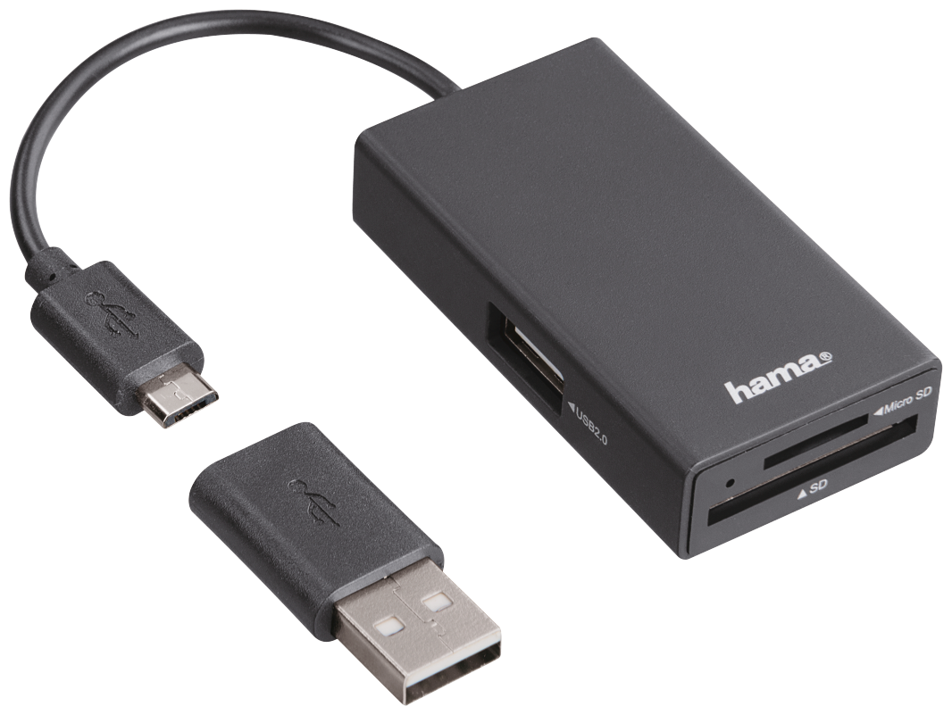 USB-концентратор HAMA OTG Hub (00054141), разъемов: 1, черный