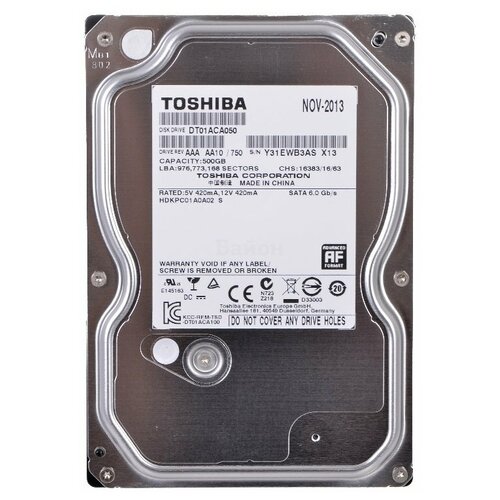 Для домашних ПК Toshiba Жесткий диск Toshiba DT01ACA050 500Gb 7200 SATAIII 3,5