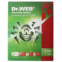 Dr.Web Security Space, коробочная версия с диском, русский, количество пользователей/устройств: 2 ус, 12 мес.