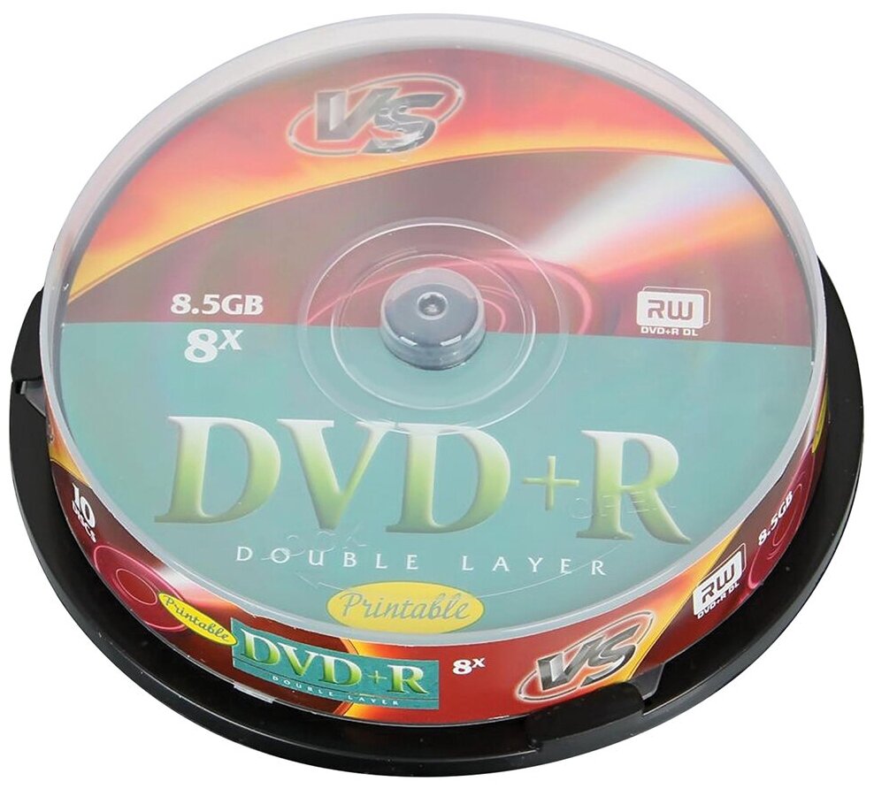 Диски VS DVD+R 85 GB 8x Double Layer CB/10 Ink Print