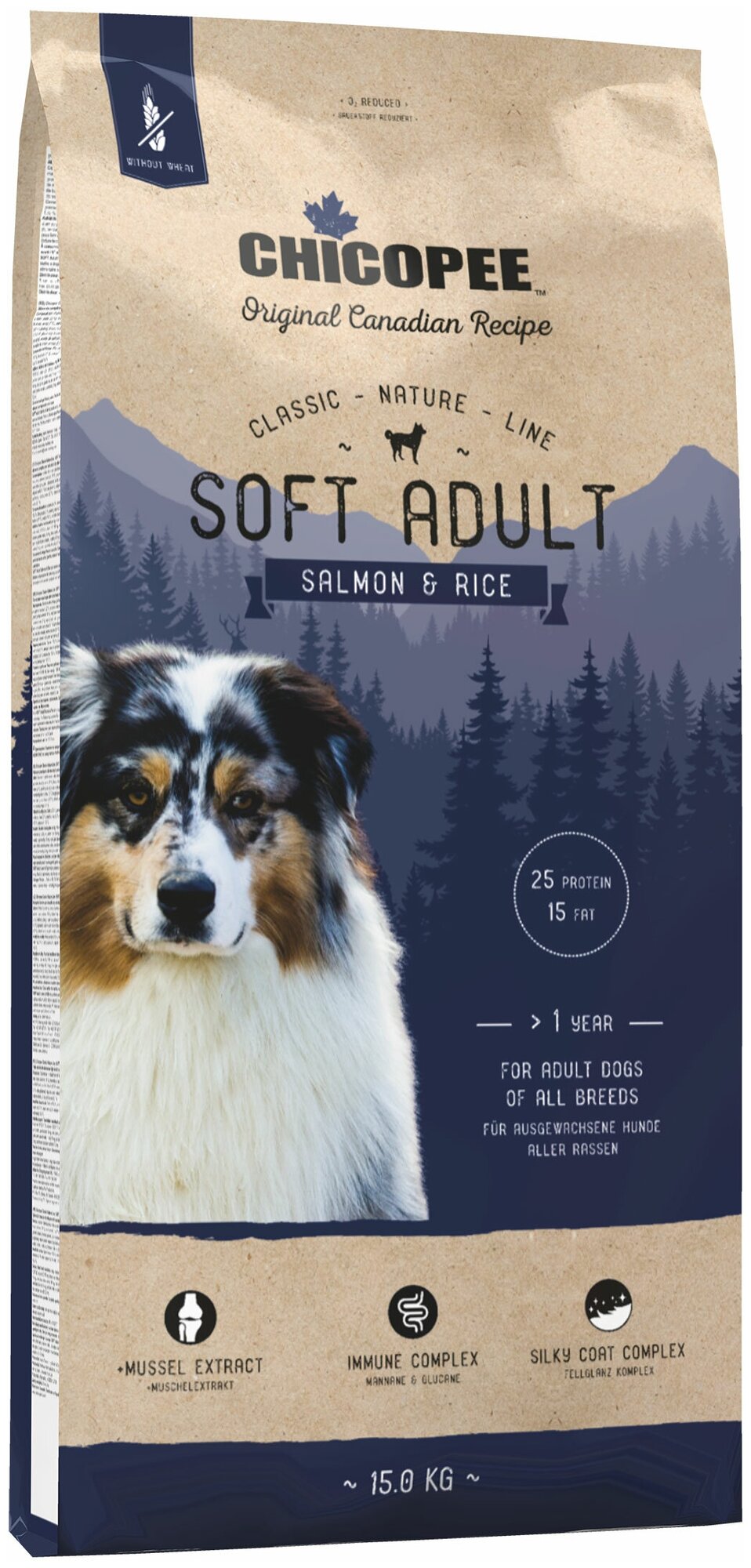 Чикопи ЦНЛ Софт для собак, с лососем и рисом / Chicopee CNL Soft Adult Salmon & Rice, 15 кг