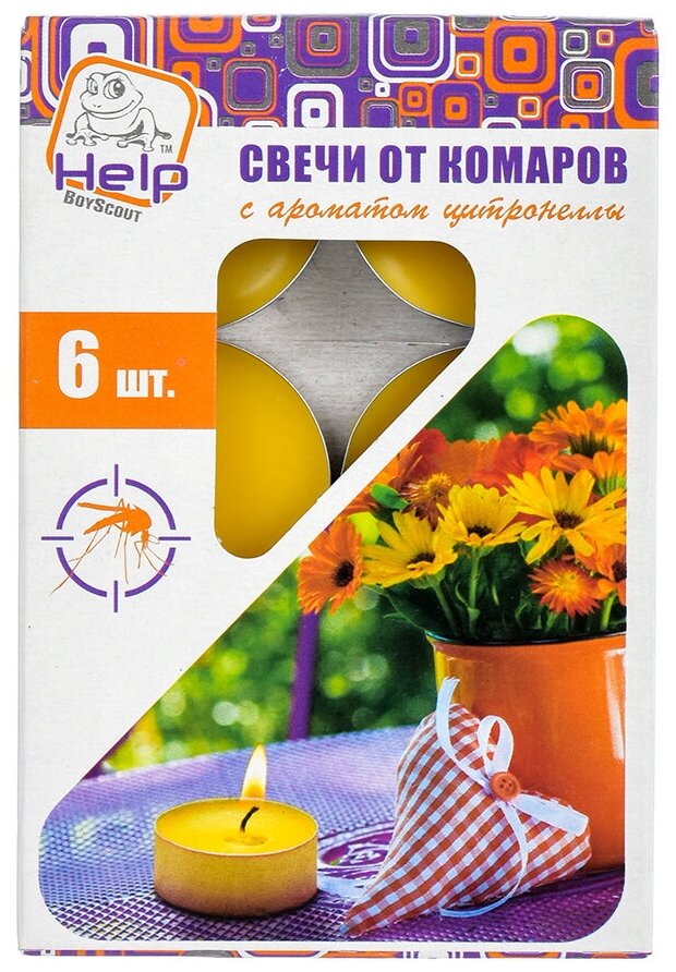 свечи чайные HELP от комаров c ароматом цитронеллы 6шт. 4ч/г - фото №5