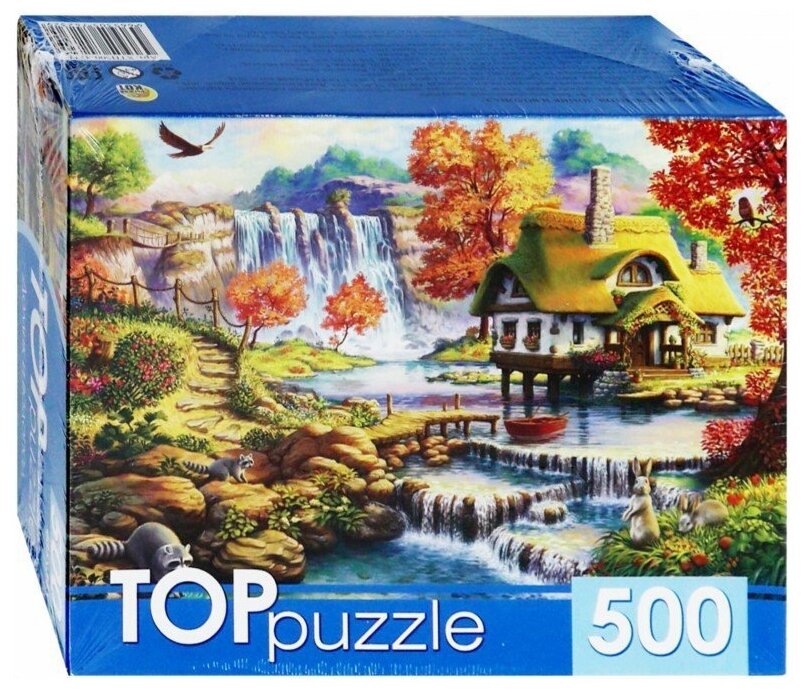 TOPpuzzle-500 "Домик и водопад" (ХТП500-4232) Рыжий кот - фото №1