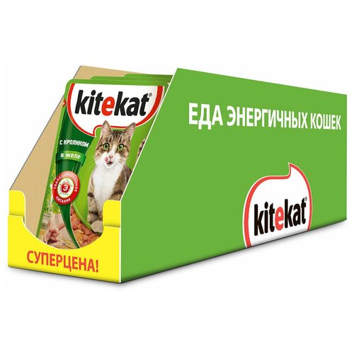 корм для кошек Kitekat кролик 24 шт. х 85 г (кусочки в желе)