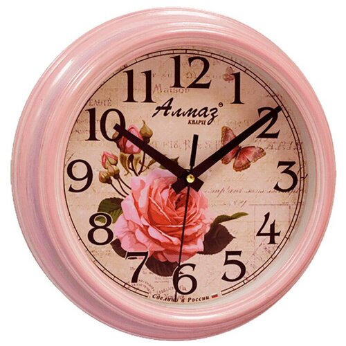 фото Часы настенные кварцевые алмаз c25 розовый/бежевый