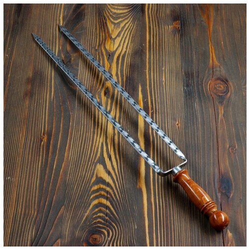 фото Двойной вилка-шампур с деревянной ручкой, 50 см newstory