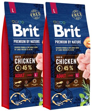 Сухой корм для собак Brit Premium by Nature, курица (для крупных пород) 