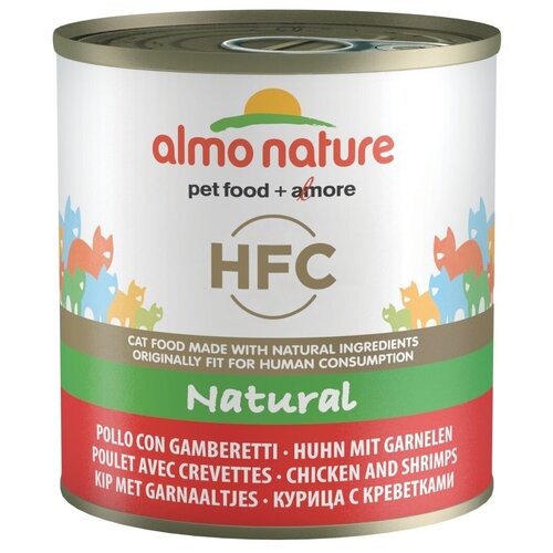 Влажный корм для кошек Almo Nature HFC, с курицей, с креветками 280 г (кусочки в бульоне) влажный корм для кошек almo nature hfc с курицей с креветками 280 г кусочки в бульоне