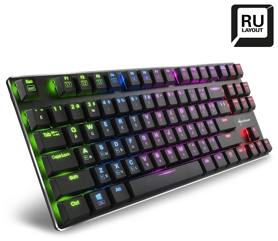 Клавиатура Sharkoon PureWriter TKL RGB Kailh Red проводная игровая для PC красная подсветка