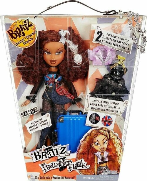 Кукла Bratz Pretty N Punk Саша с нарядами и чемоданом