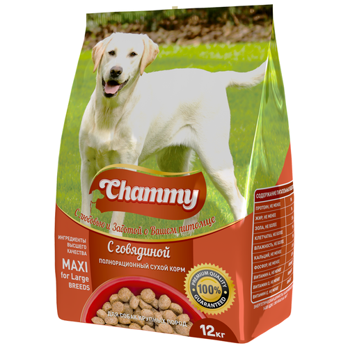 Сухой корм Chammy для собак крупных пород, говядина, 12 кг Chammy 4129197 .