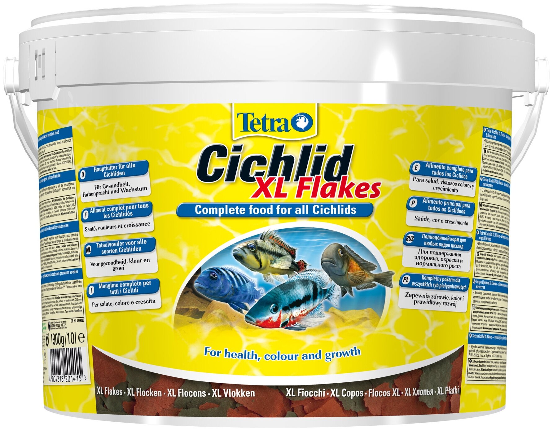 Корм для аквариумных рыб Tetra Cichlid Flakes XL 10 л (хлопья крупные)