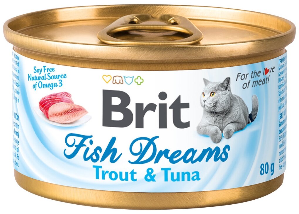 Влажный корм для кошек Brit Fish Dreams с форелью с тунцом (кусочки в соусе)