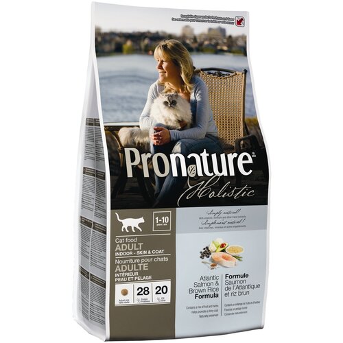 Сухой корм для кошек ProNature Holistic, для живущих в помещении, для здоровья кожи и блеска шерсти, с лососем, с коричневым рисом 2.72 кг сушеная петрушка спецаромат 10г