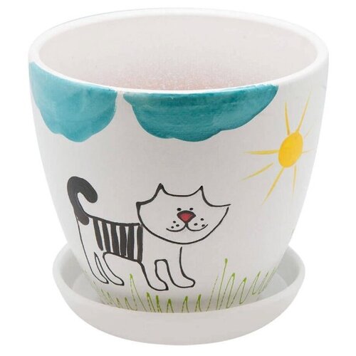 Керамический горшок с подставкой 