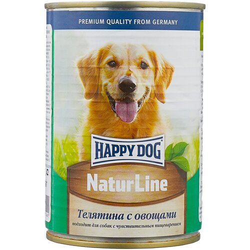 Влажный корм для собак Happy Dog NaturLine, телятина, с овощами 6 шт. х 410 г