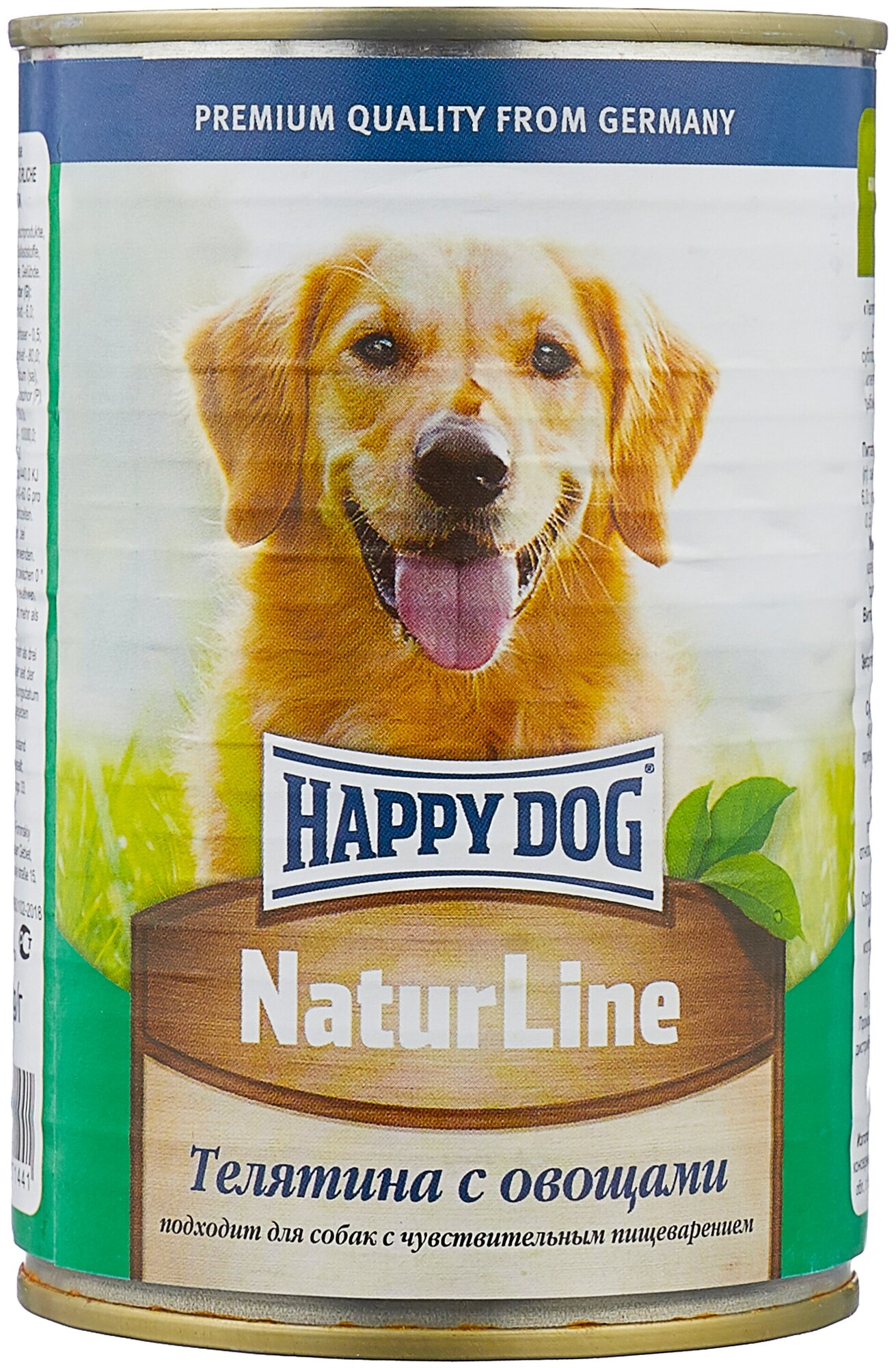 Влажный корм Happy Dog Natur Line для собак любых пород с телятиной и овощами (6шт х 410гр)