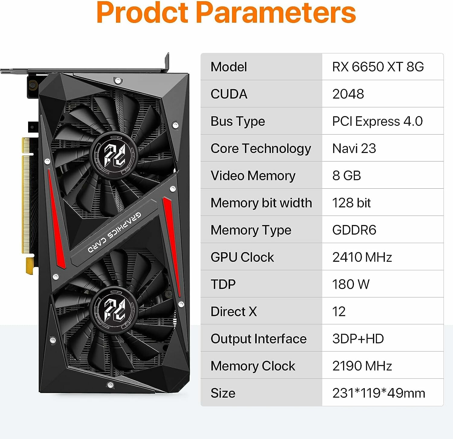 Видеокарта Peladn RX 6650 XT 8G GDDR6