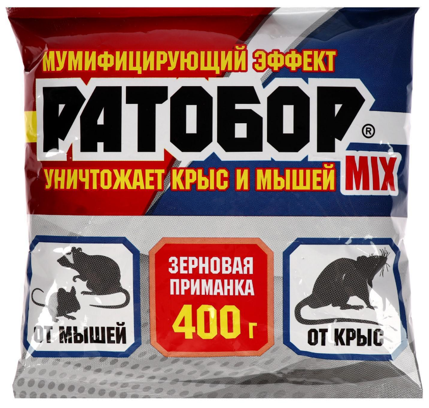 Средство Ратобор Зерновая приманка Mix 400 г, пакет, 0.4 кг