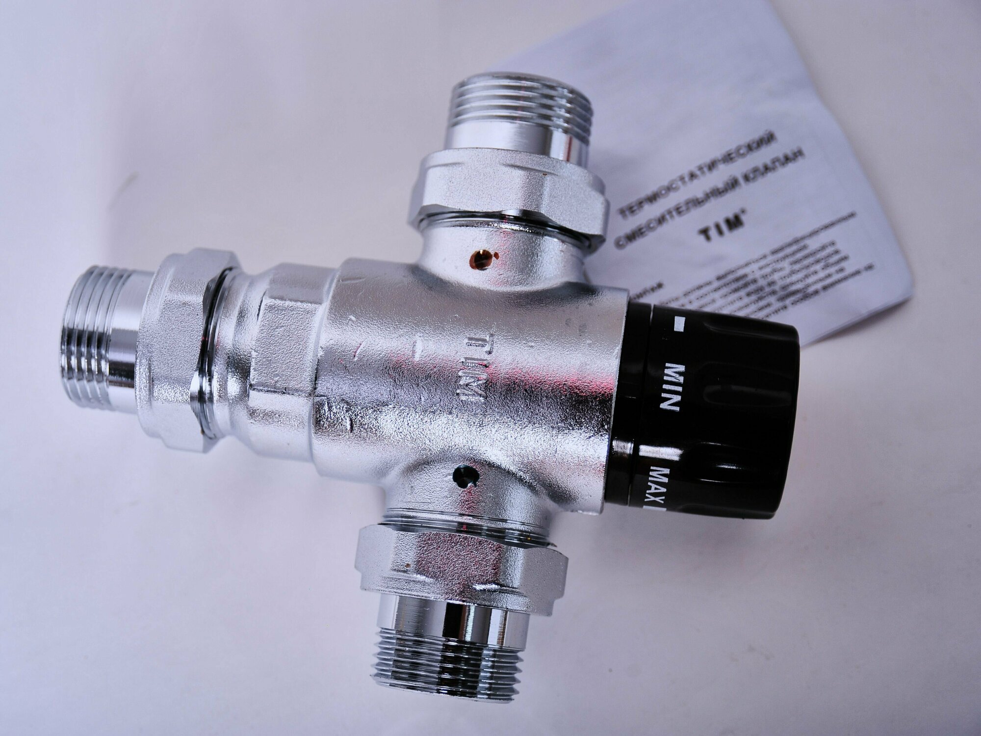 Трехходовойесительный клапан термостатический Tim BL8804 муфтовый (НР) Ду 25 (1")