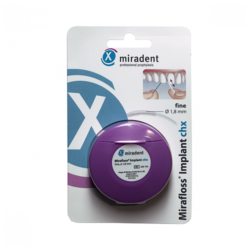 Купить Зубная нить Mirafloss implant fine антибактериальная, miradent, Полоскание и уход за полостью рта