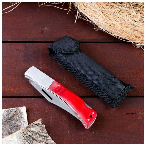 фото Нож складной "армагедон", в чехле, с фиксатором, лезвие с вырезом, рукоять дерево. в наборе 1шт. ножи туристические-qb