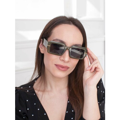 фото Солнцезащитные очки неушанка, прямоугольные, оправа: пластик, с защитой от уф, для женщин, серый
