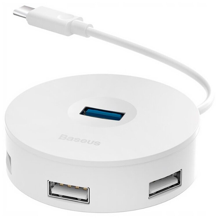 Хаб USB Baseus Round Box USB Type-C - USB 3.0x1 + USB 2.0x3 25cm White CAHUB-G02