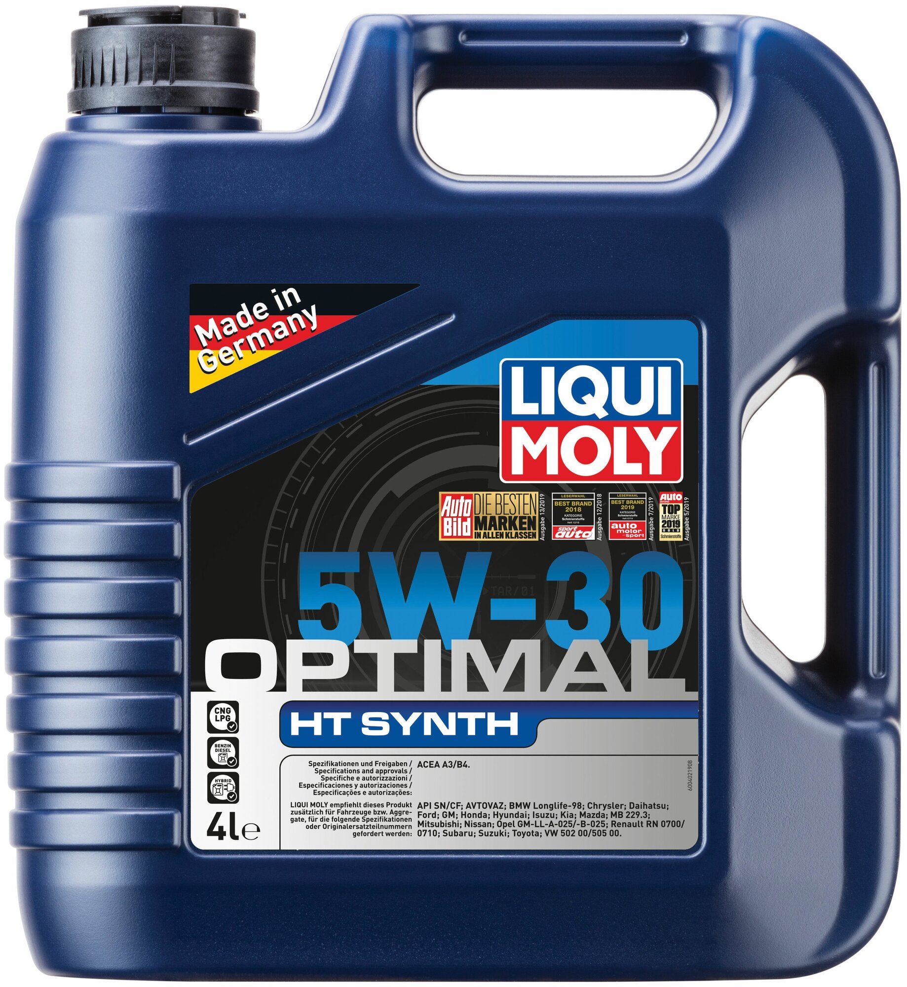 Синтетическое моторное масло LIQUI MOLY Optimal HT Synth 5W-30, 4 л, 1 шт.