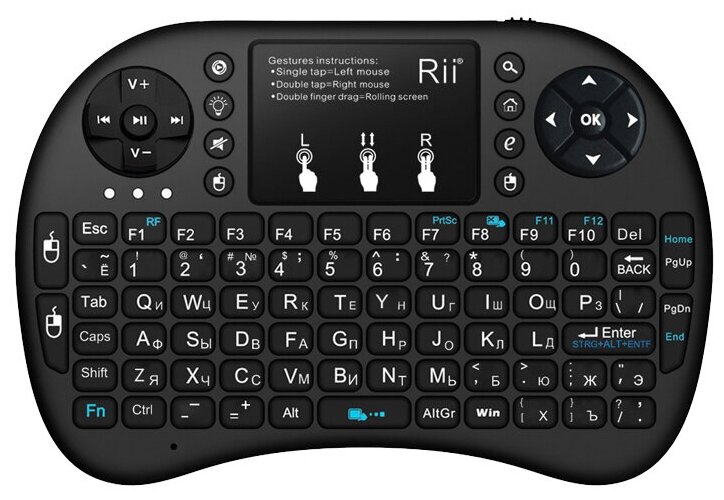 Беспроводная мини клавиатура+мышь+пульт Rii RT-MWK08