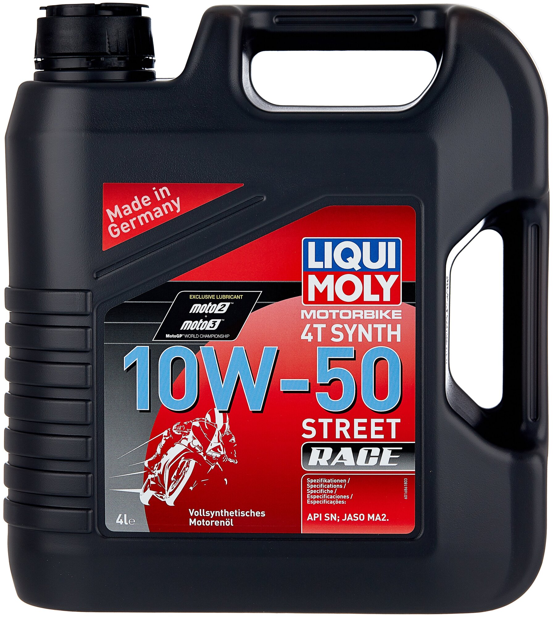 Масло для мотоциклов Liqui Moly 4Т Synth Street Race 10W50, синтетика, 4 литра 7508