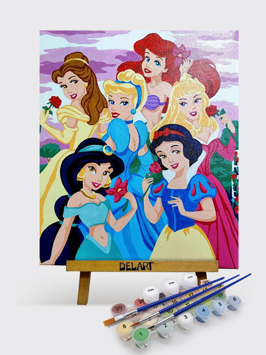 Картина по номерам 40х50 см Принцессы Дисней. Набор для творчества. живопись. Рисование