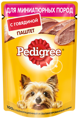 Влажный корм для собак Pedigree говядина 1 уп. х 28 шт. х 80 г (для мелких и карликовых пород)