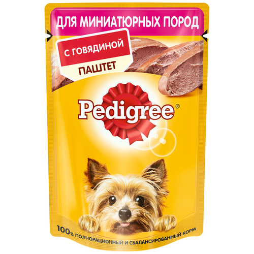 Влажный корм для собак Pedigree говядина 1 уп. х 28 шт. х 80 г (для мелких и карликовых пород)