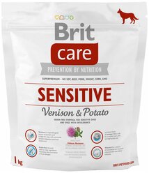 Сухой корм для собак Brit Care, беззерновой, при чувствительном пищеварении, оленина, с картофелем 1 кг