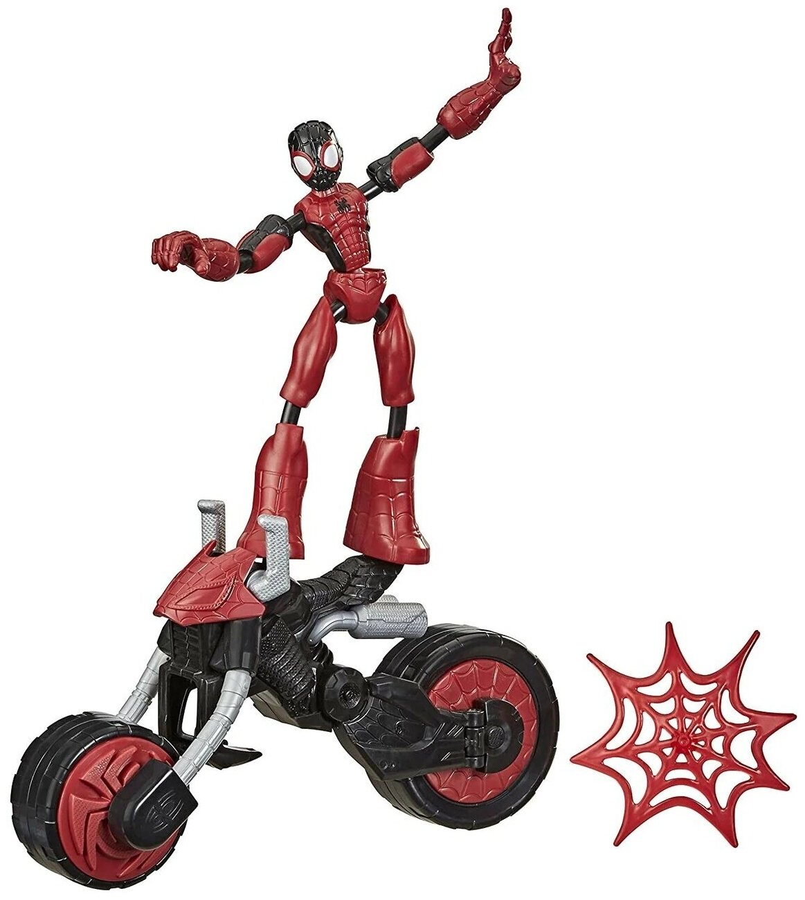 Фигурка Hasbro Bend and Flex Человек-паук и мотоцикл F0236, 15 см