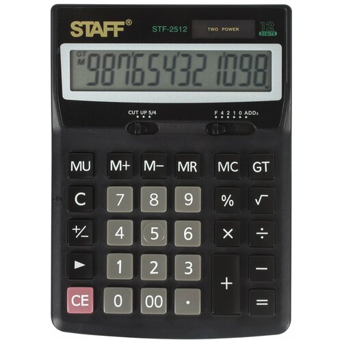 Калькулятор бухгалтерский STAFF STF-2512, черный, 2 шт.