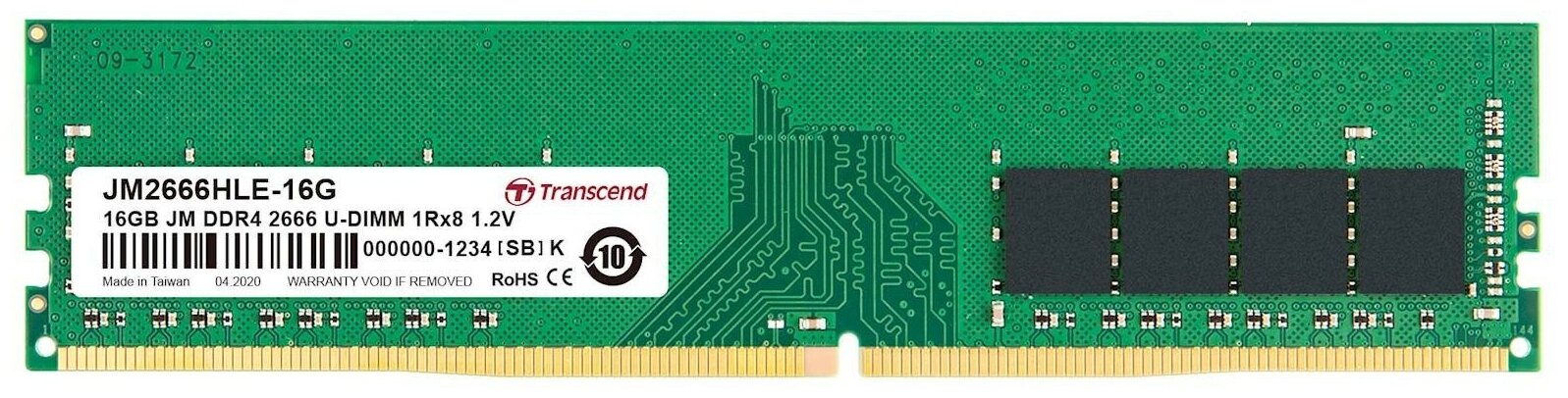 Оперативная память для компьютера Transcend JM2666HLE-16G DIMM 16Gb DDR4 2666 MHz JM2666HLE-16G