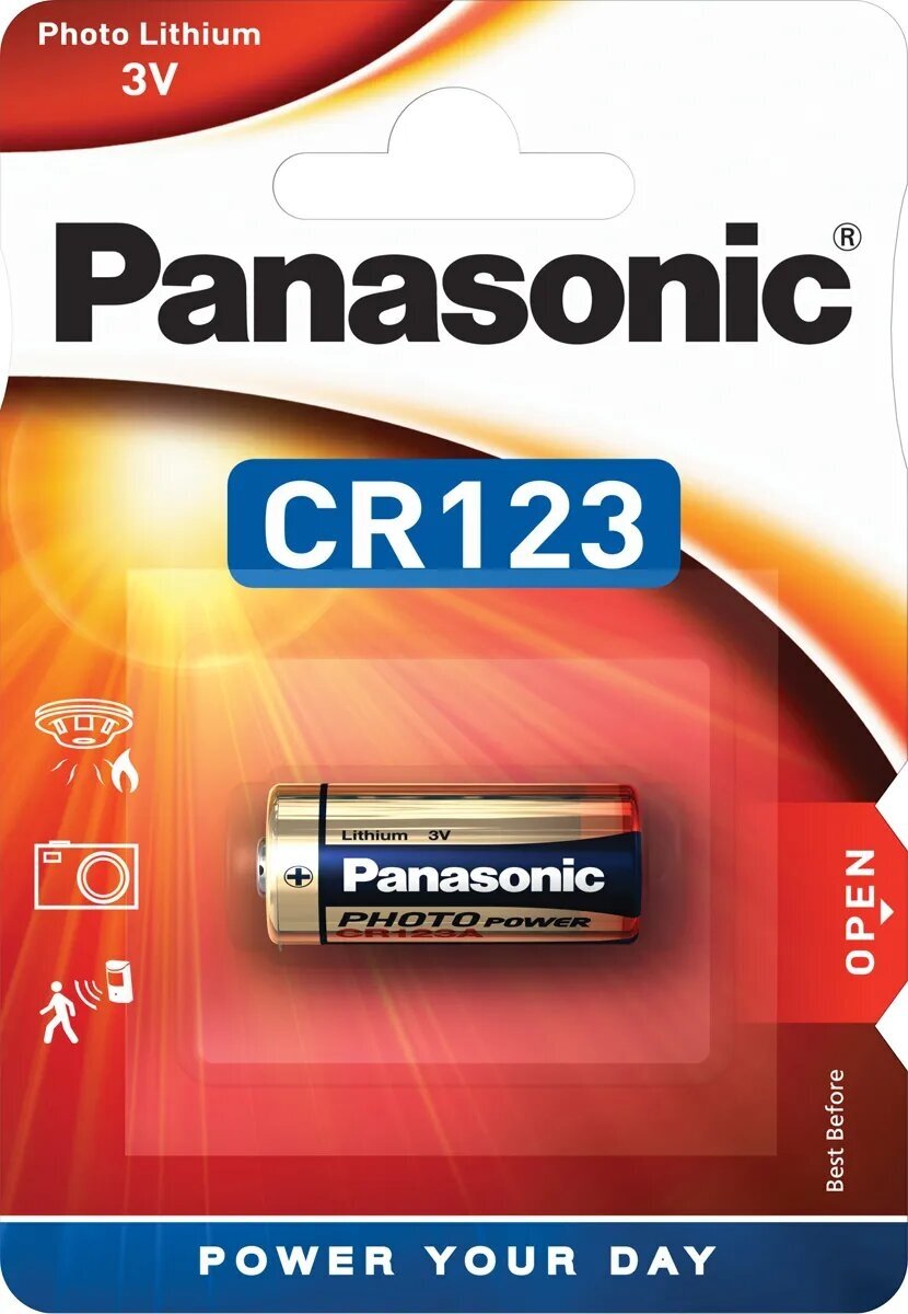 Батарейки Panasonic CR-123AL/1BP цилиндрические литиевые Lithium Power в блистере 1шт