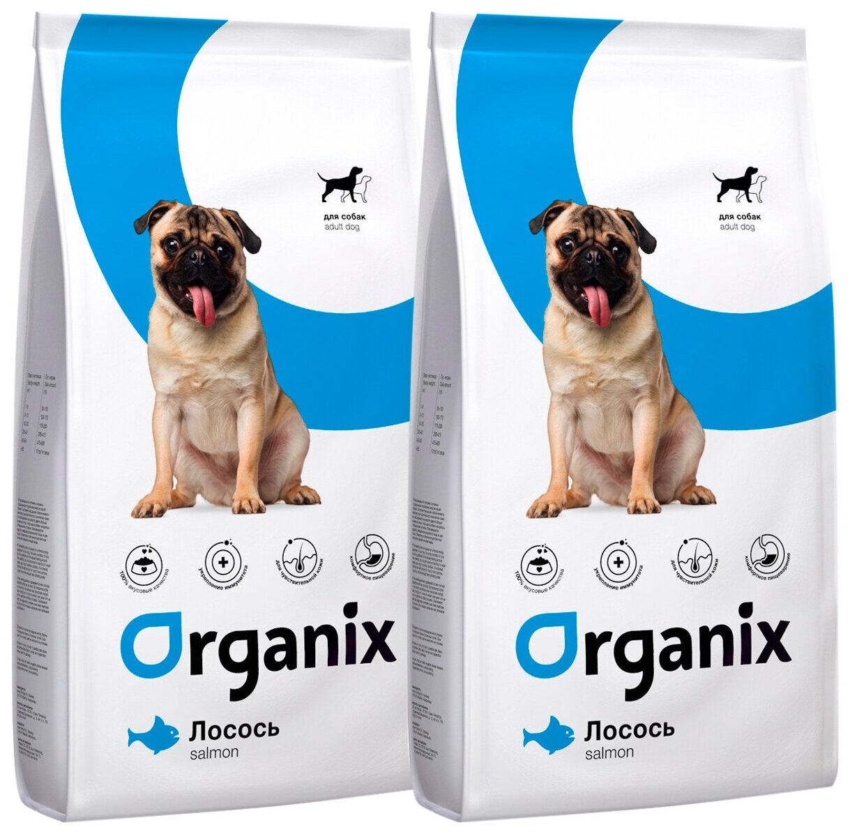 ORGANIX ADULT DOG SALMON монобелковый для взрослых собак всех пород при аллергии с лососем (18 + 18 кг)