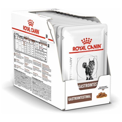 Влажный корм для кошек Royal Canin Gastro Intestinal, при проблемах с ЖКТ, с птицей 12 шт. х 85 г (кусочки в соусе)