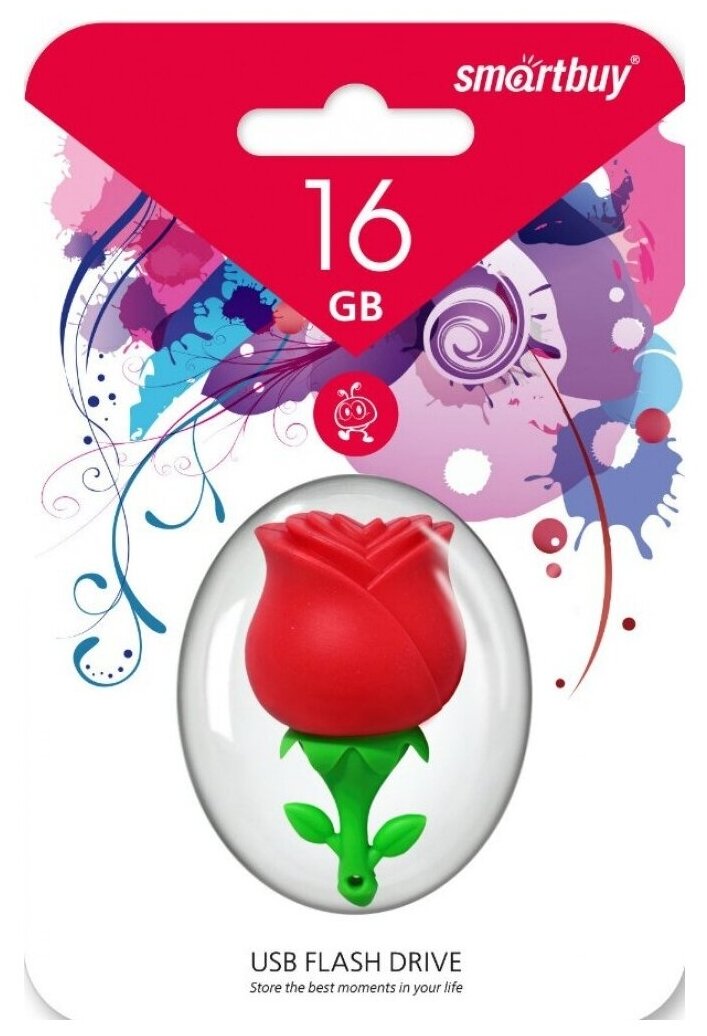 Флеш-накопитель USB 2.0 Smartbuy 16GB Wild series Роза (SB16GBRose)