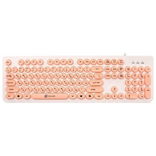Клавиатура OKLICK 400MR White-Pink USB белый/розовый