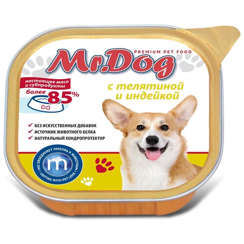 Влажный корм для собак Mr. Dog телятина, индейка 1 уп. х 1 шт. х 300 г