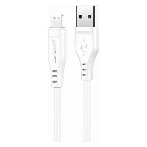 Кабель ACEFAST C3-02 USB-A to Lightning TPE charging data cable для подзарядки и передачи данных. Цвет: белый кабель acefast c2 03 usb c to usb c zinc alloy silicone charging data cable 1 2 метра чёрный