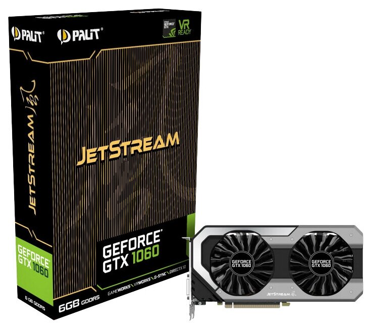 Видеокарта Palit GeForce GTX 1060 1506MHz PCI-E 3.0 6144MB 8000MHz 192 bit DVI HDMI HDCP JetStream, Retail