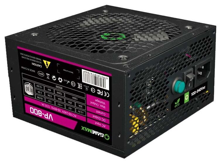 Блок питания GameMax VP-800 ATX 800W 80+, Ultra quiet