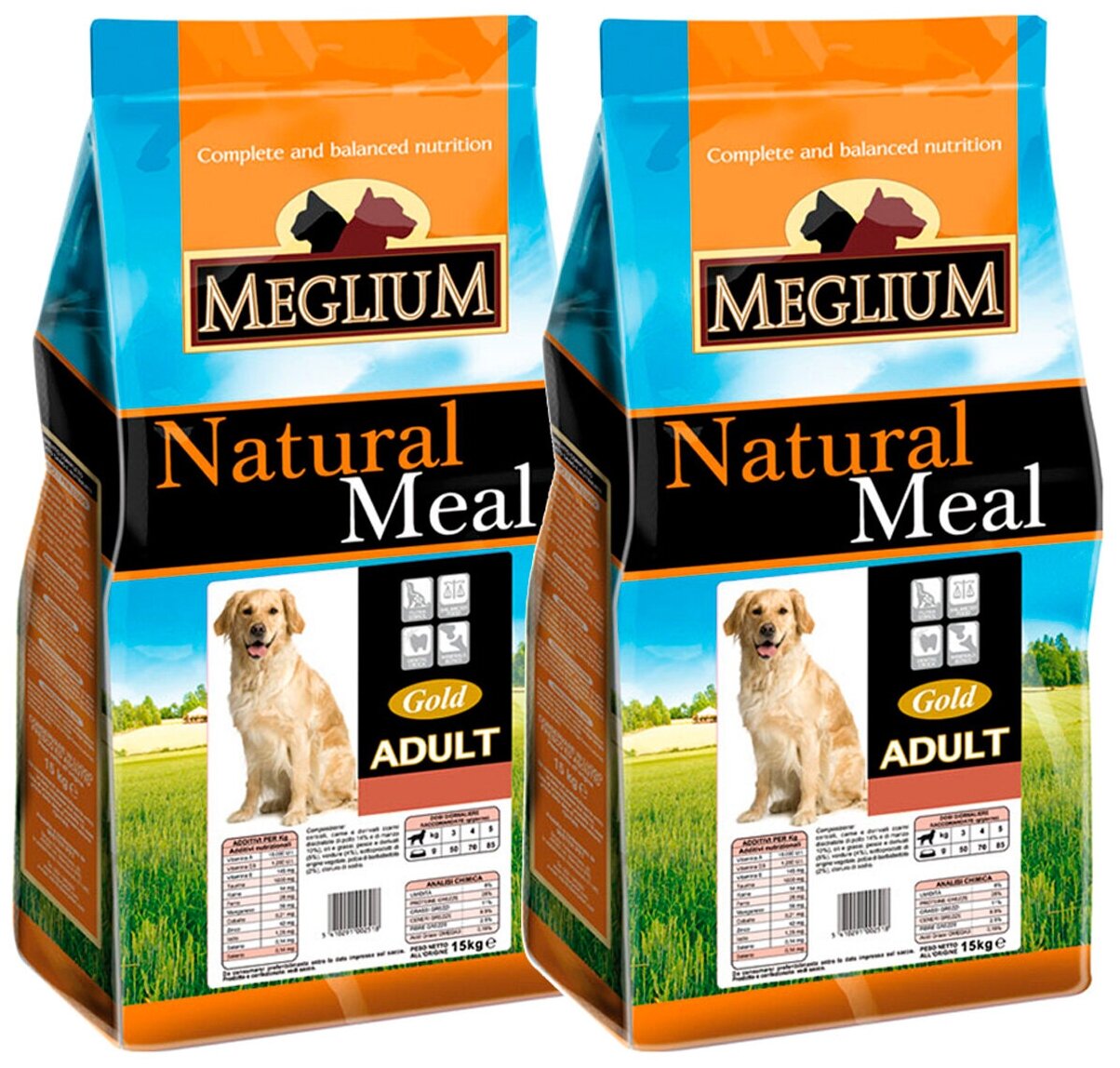 MEGLIUM ADULT GOLD для взрослых собак всех пород с говядиной и курицей (15 + 15 кг)